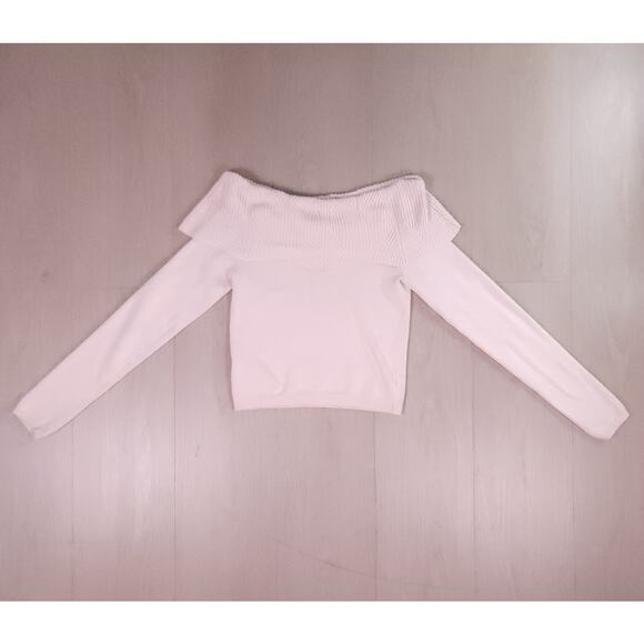 Marciano Off-the-Shoulder Ribbed Foldover Sweater Top – Size S - Picture 7 of 10